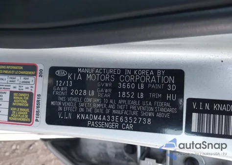 2014 Kia Rio Lx from USA, damaged, VIN KNADM4A33E6352738